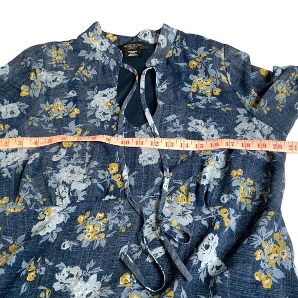 MICHEL STUDIO Blue Floral Midi Dress 3/4 Sleeve Fully Lined US Sz 12 - Picture 7 of 10